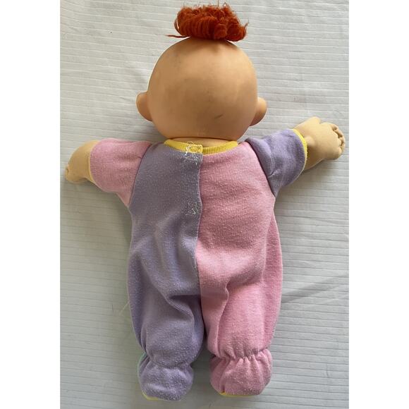 Vintage 1984 Cabbage Patch Kids Baby Boy Doll Red Hair in Pastel Pajamas - Picture 3 of 7